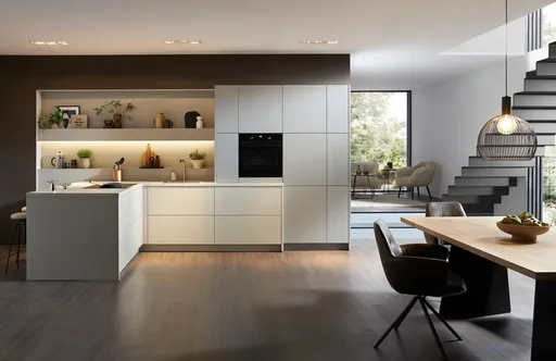 Contur moderne L-Küche Kieselgrau 